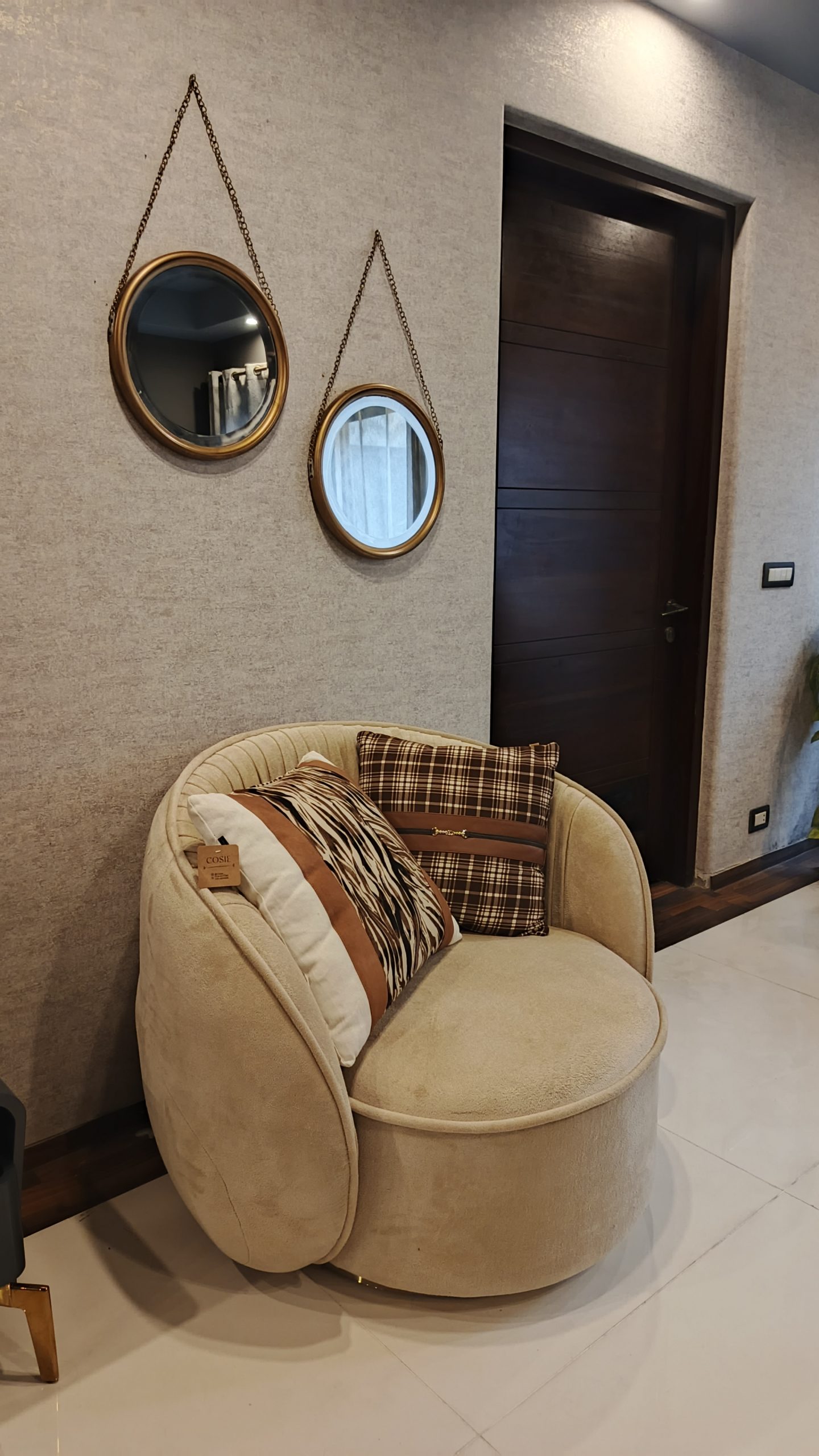 Modern Round Accent Chair – Plush Velvet Finish with Cushions | EasyDecor - Image 2