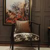 Modern Accent Chair with Cowhide Seat & Leather Cushion — Luxury Wooden Armchair for Living Room & Lounge