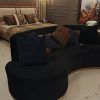Luxury Curved Velvet Sofa with Gold Base — Modern Designer Sectional Couch for Living Room & Lounge